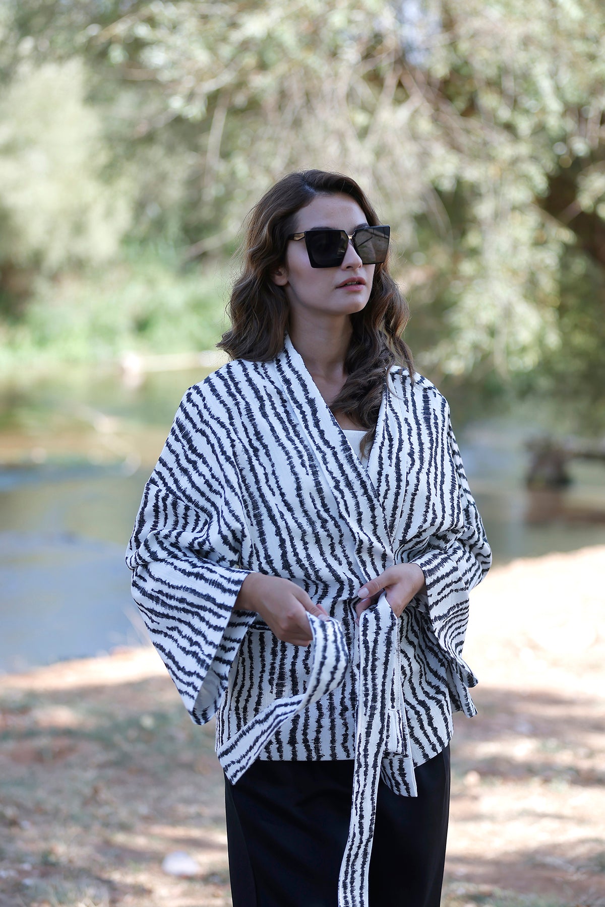 First Lady Baskılı Ceket Siyah-Beyaz