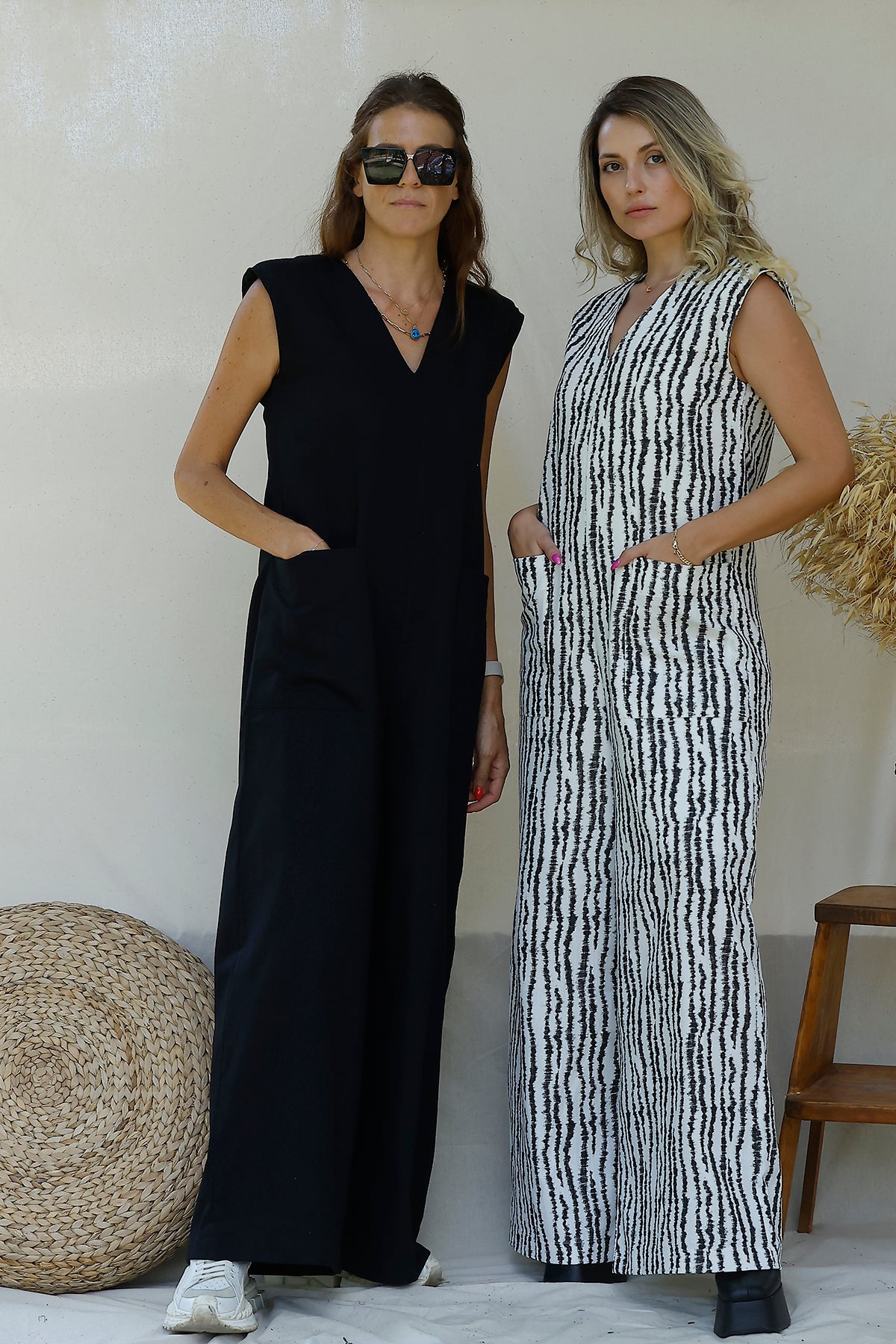 First Lady Baskılı Tulum Siyah-Beyaz