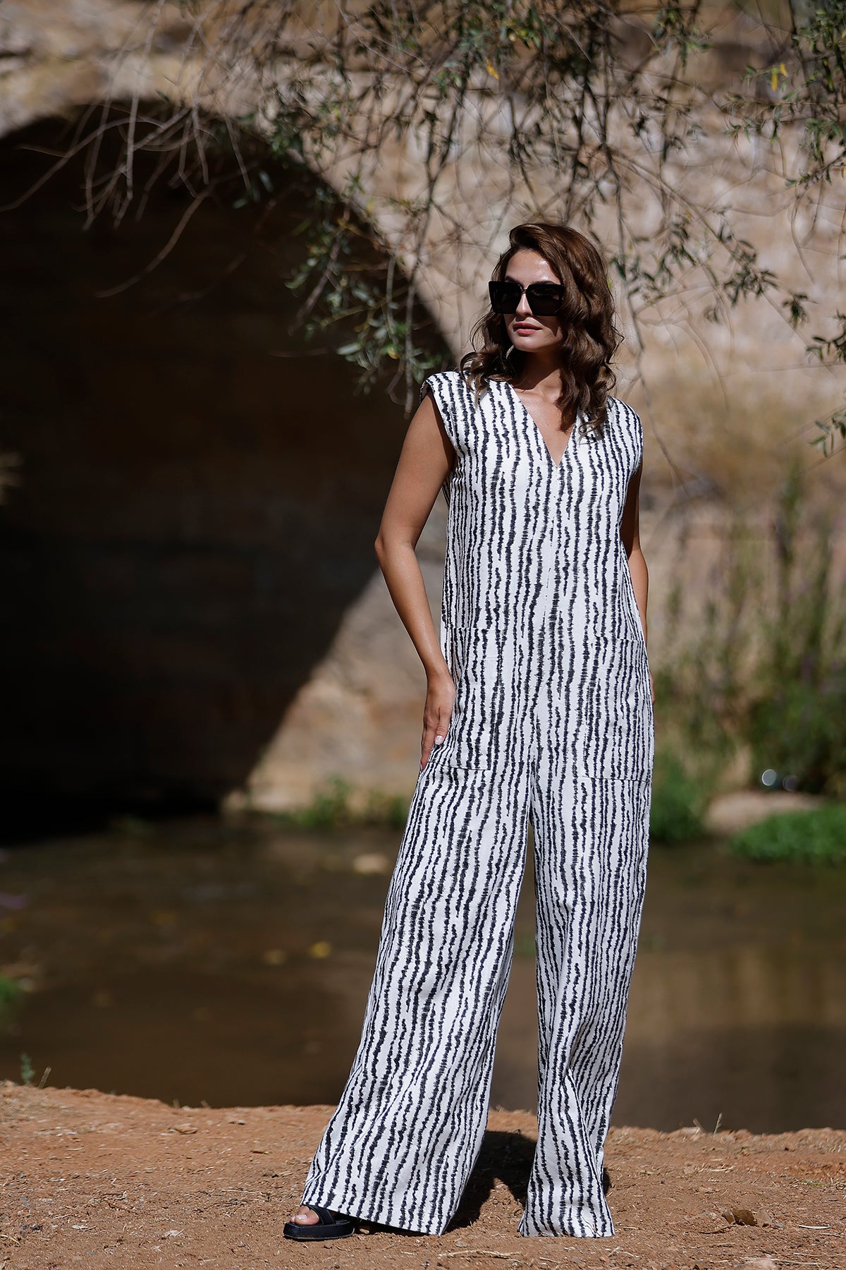 First Lady Baskılı Tulum Siyah-Beyaz