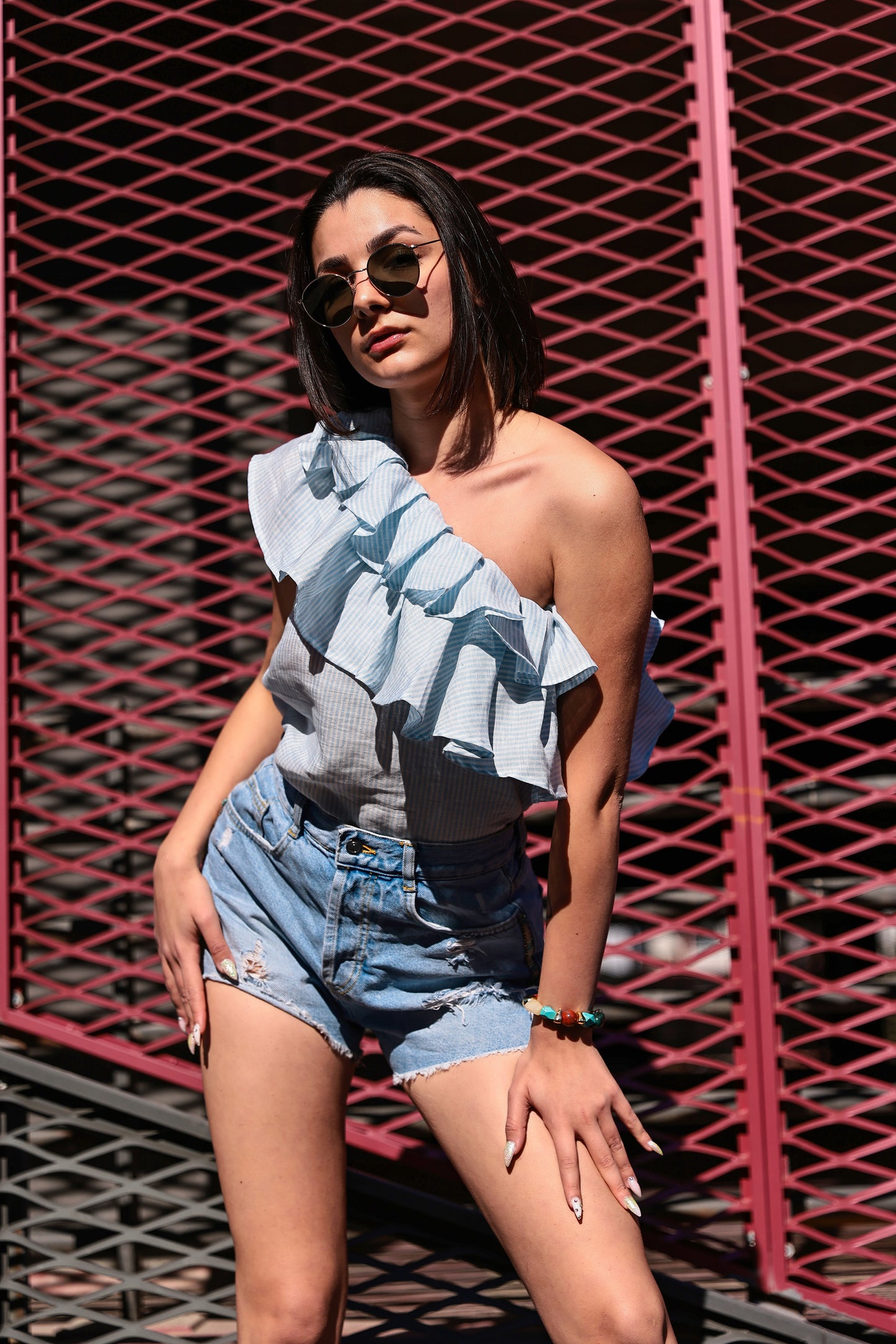 Sea Fırfırlı Bluz Mavi