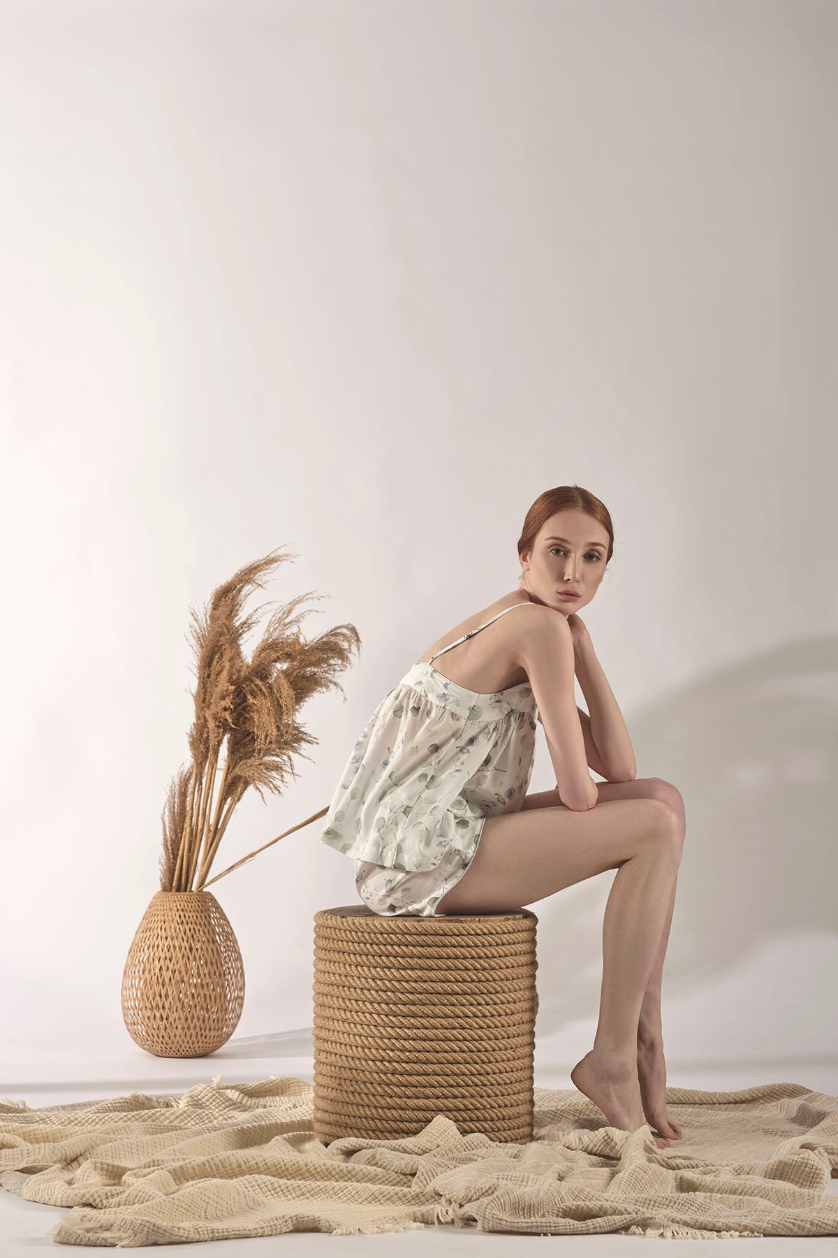 Lunaria Askılı Bluz Short Kimono Takım